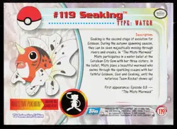 2000 Topps Pokemon TV Animation Series 3 Seaking Blue Logo #119 - Image 2