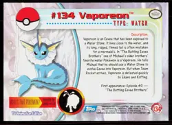 2000 Topps Pokemon TV Animation Series 3 Vaporeon Blue Logo #134 - Image 2