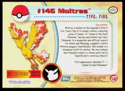 2000 Topps Pokemon TV Animation Series 3 Moltres Blue Logo #146 - Image 2