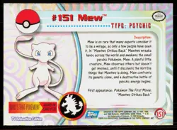 2000 Topps Pokemon TV Animation Series 3 Mew Blue Logo #151 - Image 2