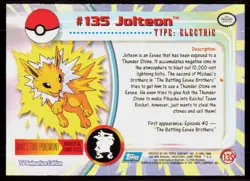 2000 Topps Pokemon TV Animation Series 3 Jolteon Blue Logo #135 - Image 2