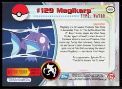 2000 Topps Pokemon TV Animation Series 3 Magikarp Blue Logo #129 - Image 2
