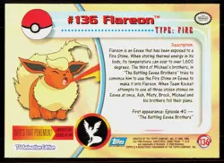 2000 Topps Pokemon TV Animation Series 3 Flareon Blue Logo #136 - Image 2