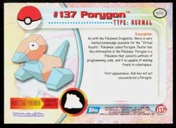 2000 Topps Pokemon TV Animation Series 3 Porygon Blue Logo #137 - Image 2