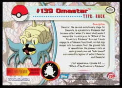 2000 Topps Pokemon TV Animation Series 3 Omastar Blue Logo #139 - Image 2