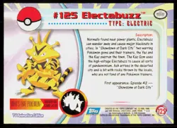 2000 Topps Pokemon TV Animation Series 3 Electabuzz Blue Logo #125 - Image 2