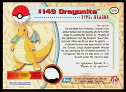 2000 Topps Pokemon TV Animation Series 3 Dragonite Blue Logo #149 - Image 2