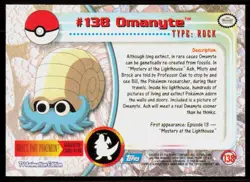 2000 Topps Pokemon TV Animation Series 3 Omanyte Blue Logo #138 - Image 2