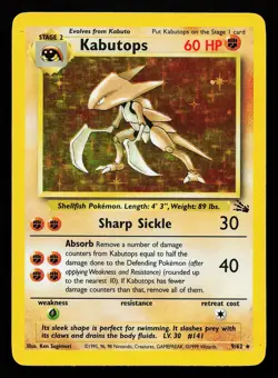 Kabutops 9/62 Holo Rare Fossil Pokemon Card - Image 1