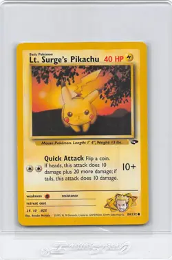 Lt. Surge's Pikachu 84/132 - Gym Challenge - VINTAGE WOTC POKEMON CARD - LP/P - Image 1