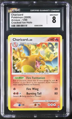 CGC 8 Charizard 2009 Arceus 1/99 Cracked Ice Holo Pokemon Card - Image 1