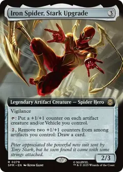 1 x Iron Spider, Stark Upgrade - Foil - Extended Art - Marvel's Spider-Man - NM- - Image 1