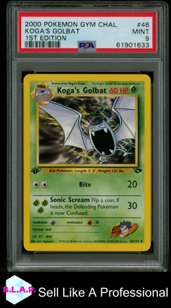 KOGA'S GOLBAT 1ST EDITION POKEMON GYM CHALLENGE 2000 46 PSA 9 - Image 1