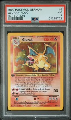 1999 POKEMON GERMAN 1ST EDITION #4 GLURAK-HOLO PSA 7 - Image 1