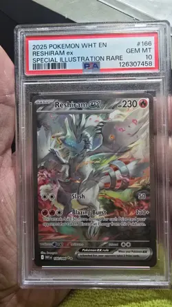 PSA 10 GEM MINT 2025 Pokemon White Reshiram ex #166 Special Illustration Rare - Image 1