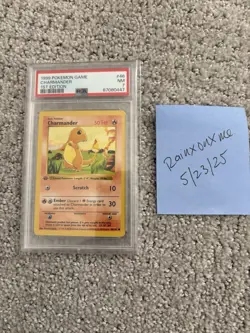 Pokemon Charmander 1st Edition Base Set 1999 46/102 PSA 7 NM - Image 1