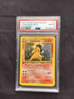 Pokemon Cards: Neo Genesis 1st Edition Rare Holo: Typhlosion 17/111 PSA 8 - Image 1