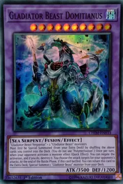 CHIM-EN033 GLADIATOR BEAST DOMITIANUS SUPER RARE 1ST EDITION YuGiOh CARD - Image 1