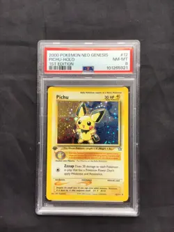 Pokemon Cards: Neo Genesis 1st Edition Rare Holo: Pichu 12/111 PSA 8 - Image 1