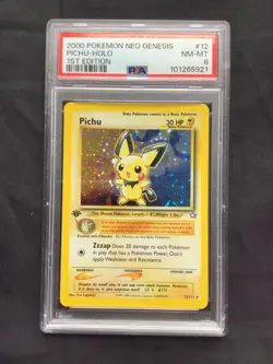 Pokemon Cards: Neo Genesis 1st Edition Rare Holo: Pichu 12/111 PSA 8 - Image 2