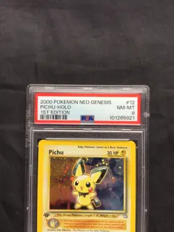 Pokemon Cards: Neo Genesis 1st Edition Rare Holo: Pichu 12/111 PSA 8 - Image 3