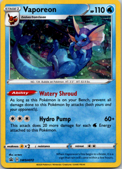 2020 Vaporeon COSMOS HOLO Black Star Promo card SWSH072 Pokemon SWSH NM - Image 1