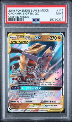2019 PSA 9 Pokemon Sun & Moon Unified Minds Garchomp & Giratina GX 146/236 Card - Image 1