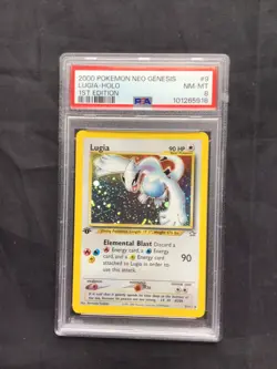 Pokemon Cards: 1st Edition Neo Genesis Rare Holo: Lugia 9/111: PSA 8 - Image 1