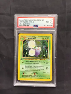 Pokemon Cards: Neo Genesis 1st Edition Rare Holo: Jumpluff 7/111 PSA 8 - Image 1