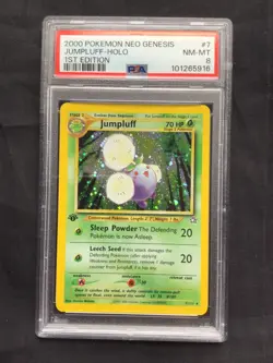 Pokemon Cards: Neo Genesis 1st Edition Rare Holo: Jumpluff 7/111 PSA 8 - Image 2