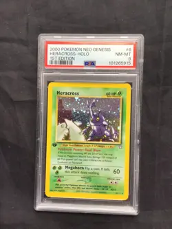 Pokemon Cards: Neo Genesis 1st Edition Rare Holo: Heracross 6/111 PSA 8 - Image 1