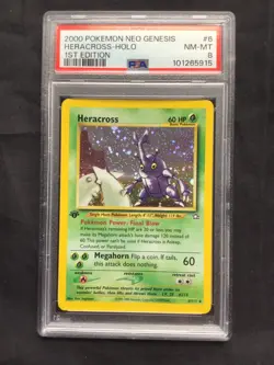 Pokemon Cards: Neo Genesis 1st Edition Rare Holo: Heracross 6/111 PSA 8 - Image 2