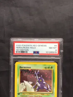 Pokemon Cards: Neo Genesis 1st Edition Rare Holo: Heracross 6/111 PSA 8 - Image 3