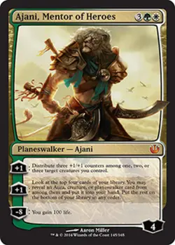 Slightly Played, English - 1 x MTG Ajani, Mentor of Heroes Journey into Nyx - Image 1