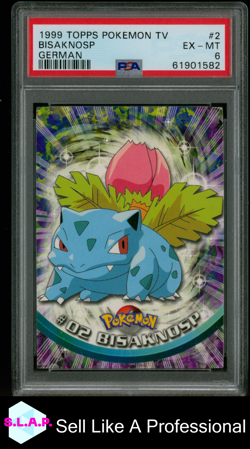 BISAKNOSP GERMAN TOPPS POKEMON TV 1999 2 PSA 6 - Image 1
