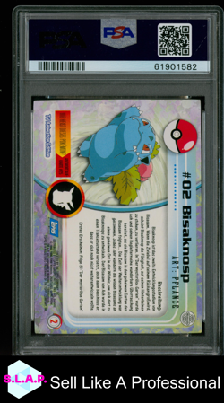 BISAKNOSP GERMAN TOPPS POKEMON TV 1999 2 PSA 6 - Image 2