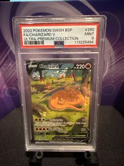 Pokemon TCG Charizard v SWSH Black Star Promos Holo Card SWSH260 PSA 9! - Image 1