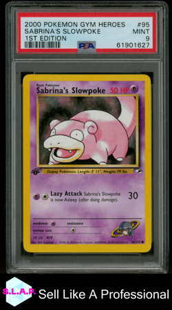 SABRINA'S SLOWPOKE 1ST EDITION POKEMON GYM HEROES 2000 95 PSA 9 - Image 1