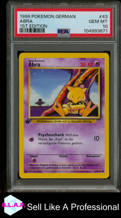 ABRA 1ST EDITION POKEMON GERMAN 1999 43 PSA 10 - Image 1