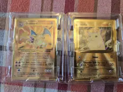 Pokemon Celebrations Gold Metal Charizard & Pikachu Cards 25th Anniversary Base - Image 1