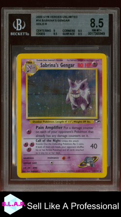 SABRINA'S GENGAR HOLO R 2000 POKEMON GYM HEROES UNLIMITED 14 BGS 8.5 - Image 1