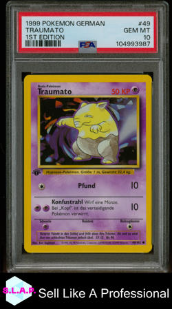TRAUMATO 1ST EDITION POKEMON GERMAN 1999 49 PSA 10 - Image 1