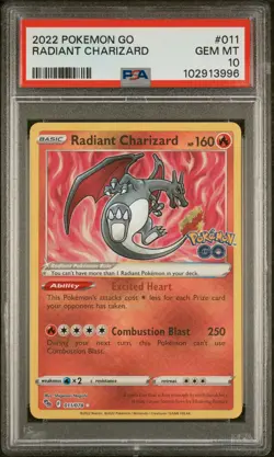 2022 POKEMON GO #011 RADIANT CHARIZARD PSA 10 - Image 1