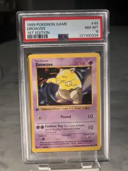 1999 Pokemon 1st Edition Shadowless Drowzee #49 PSA 8 - Image 1