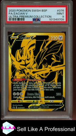 ZACIAN V POKEMON - SCHWERT & SCHILD ULTRA PREMIUM COLL SWSH076 2020 ENG PSA 9 - Image 1
