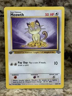 Pokemon TCG Jungle #56/64 Meowth 1st Edition LP - Image 1