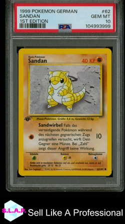 SANDAN 1ST EDITION POKEMON GERMAN 1999 62 PSA 10 - Image 1
