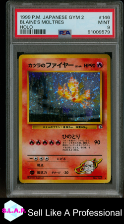 BLAINE'S MOLTRES HOLO POKEMON JAPANESE GYM 2 1999 146 PSA 9 - Image 1