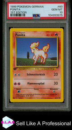 PONITA 1ST EDITION POKEMON GERMAN 1999 60 PSA 10 - Image 1