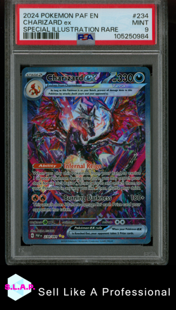 CHARIZARD EX SPECI4L ILL RARE POKEMON PAF EN-PALDEAN FATES 2024 234 PSA 9 - Image 1